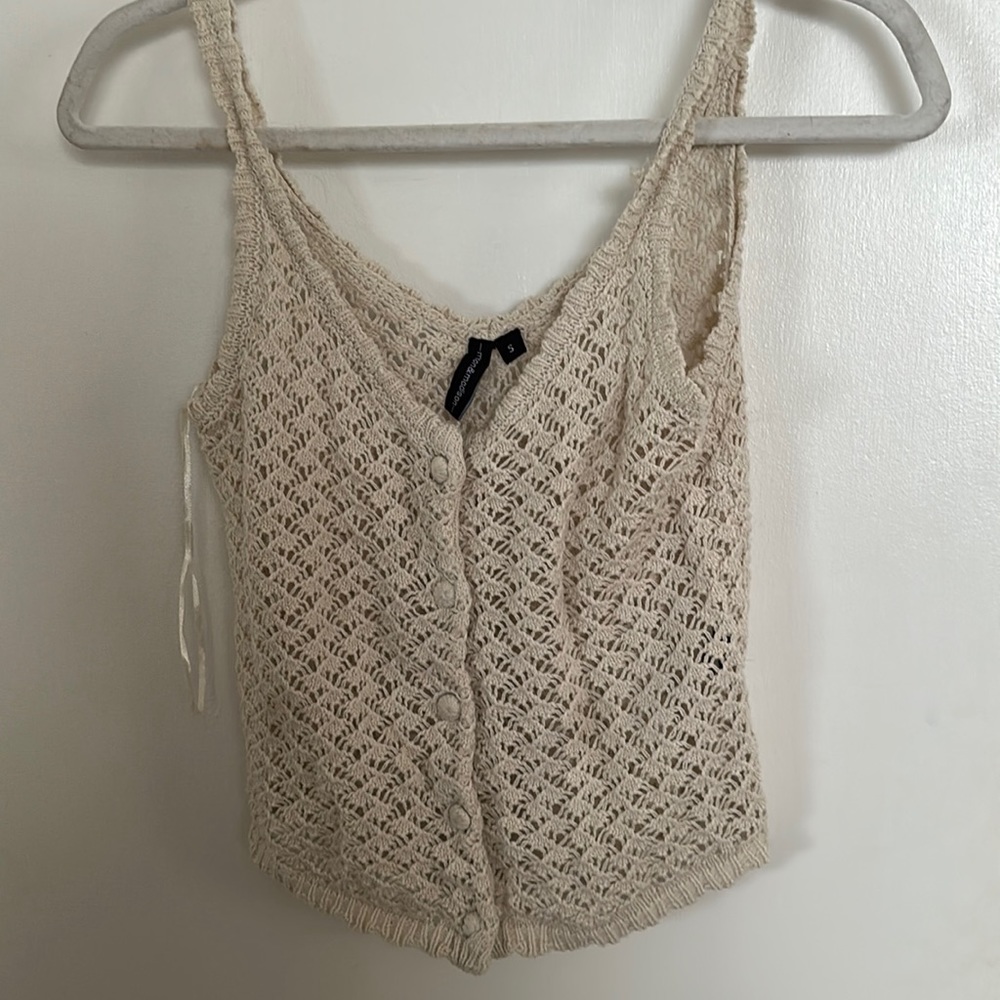 Off white beige crochet shirt